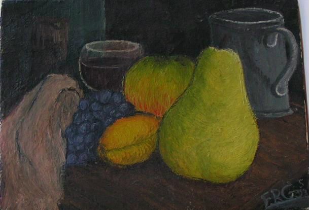 fruits d'automne, huile sur toile (24 X 17 ?) mai 1993
